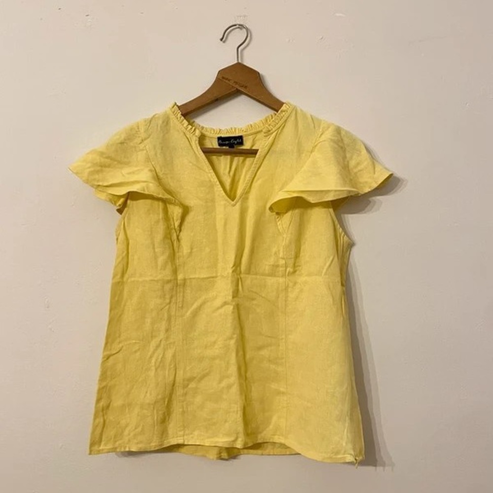 Anthropologie Lemon Flutter Sleeve Top